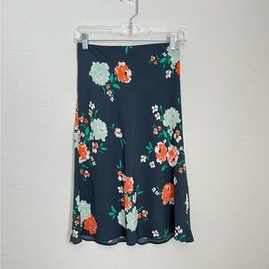 LOFT Outlet navy blue floral midi skirt 00P NWT